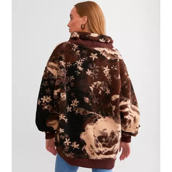 Free People Rosie Oversized Sherpa Pullover Cozy Rose Bleached Size Medium - Picture 2 of 9